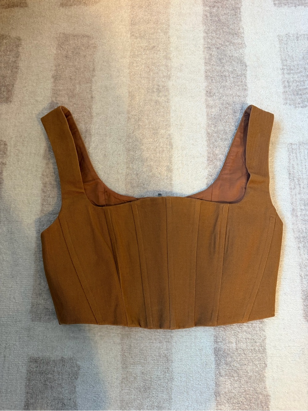Women's Brown Structured Cropped Tank Top